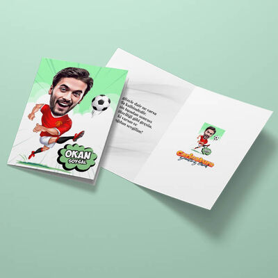 Harika Futbolcu Karikatürlü Tebrik Kartı - 2