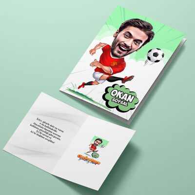 Harika Futbolcu Karikatürlü Tebrik Kartı - 3