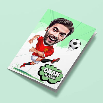 Harika Futbolcu Karikatürlü Tebrik Kartı - 4