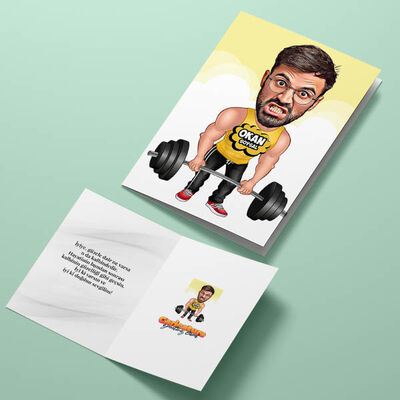 Harika Halterci Karikatürlü Tebrik Kartı - 3