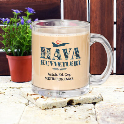Hava Kuvvetlerine Özel Şeffaf Cam Kupa Bardak - 1