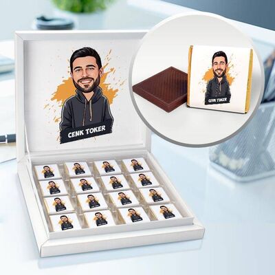 Havalı Adam Karikatürlü Çikolata Kutusu - 1
