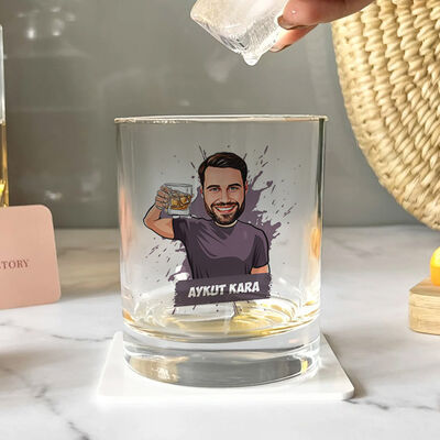 Havalı Erkek Karikatürlü Viski Bardağı - 2