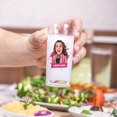 Havalı Hatun Karikatürlü İkili Rakı Bardağı - 2