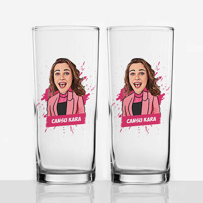 Havalı Hatun Karikatürlü İkili Rakı Bardağı - 3
