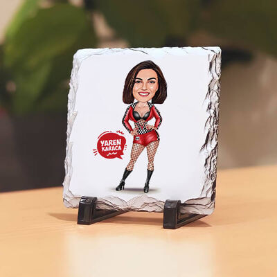 Havalı Hatun Karikatürlü Taş Baskı - 1