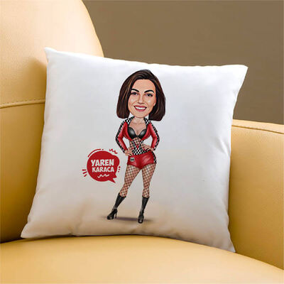 Havalı Hatun Karikatürlü Yastık - 1