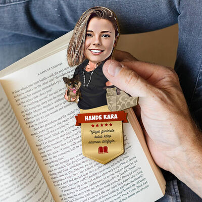Havalı Kadın Karikatürlü Kitap Okuma Ayracı - 4