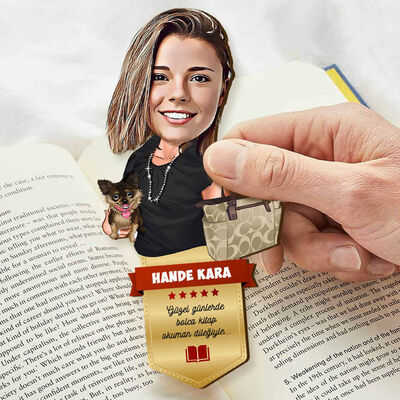 Havalı Kadın Karikatürlü Kitap Okuma Ayracı - 1