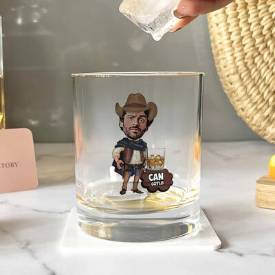 Havalı Kovboy Karikatürlü Viski Bardağı - 2