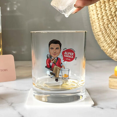 Havalı Patron Karikatürlü Viski Bardağı - 2