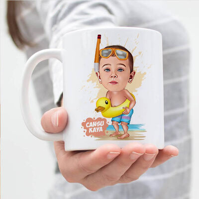 Havuz Kuşu Erkek Çocuk Karikatürlü Kupa Bardak - 1