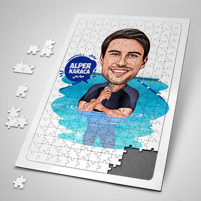 Havuzdaki Erkek Karikatürlü Puzzle - 1