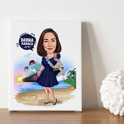 Hawaii Kızı Karikatürlü Tablo - 1