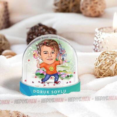 Hayalperest Çocuk Karikatürlü Kar Küresi - 1