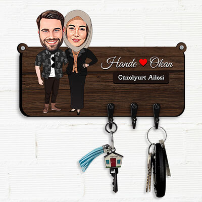 Hayat Arkadaşım ve Ben Hediyelik Karikatürlü Anahtar Askısı - 1