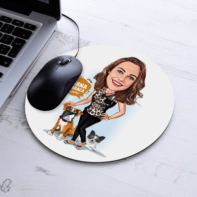 Hayvan Sever Kadın Karikatürlü Mousepad - 1