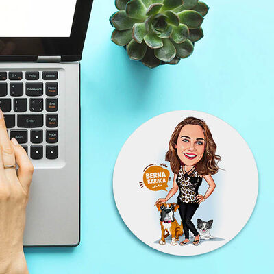 Hayvan Sever Kadın Karikatürlü Mousepad - 2