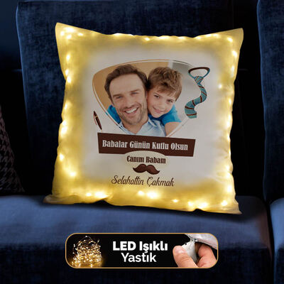 Hediyelik Babalar Günü Işıklı Yastığı - 4