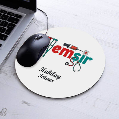 Hediyelik Hemşire Tasarımlı Yuvarlak Mousepad - 1