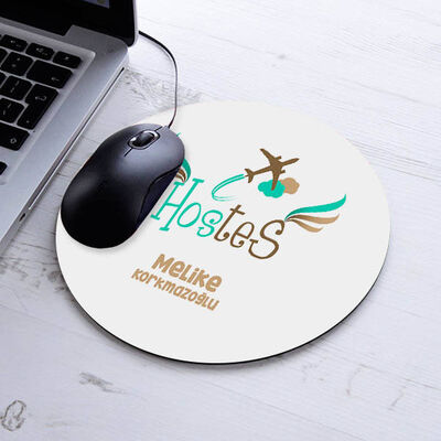 Hediyelik Hostes Temalı Yuvarlak Mousepad - 1