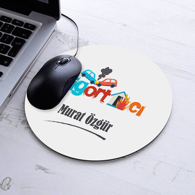 Hediyelik Sigortacı Temalı Yuvarlak Mousepad - 1