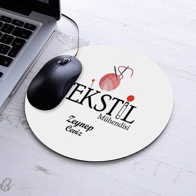 Hediyelik Tekstil Mühendisi Temalı Yuvarlak Mousepad - 1