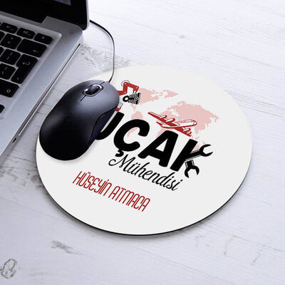 Hediyelik Uçak Mühendisi Yuvarlak Mousepad - 1