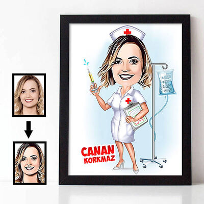 Hemşire Karikatürlü A4 Çerçeve - 1