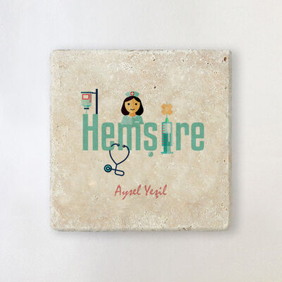 Hemşireler İçin Hediyelik Taş Bardak Altlığı - 1