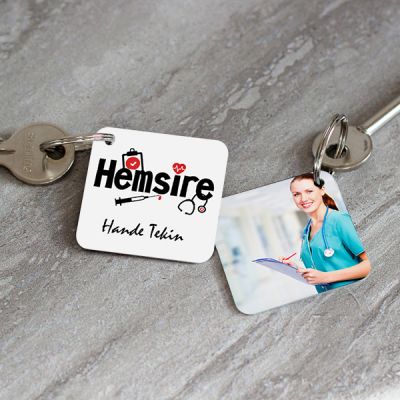 Hemşirelere Özel İsimli Kare Anahtarlık - 1