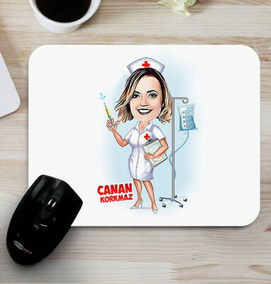 Hemşireye Hediye Karikatürlü Mousepad - 1