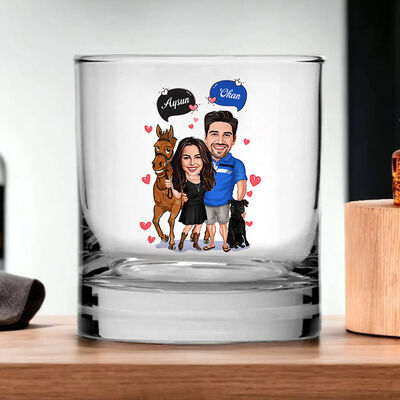 Her Daim Mutlu Çiftler Karikatürlü Viski Kadehi - 3