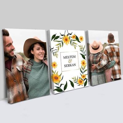 Her Zaman Mutlu Olalım 3 Parça Kanvas Tablo - 1