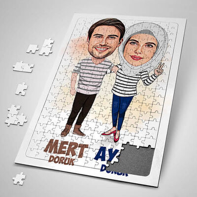 Her Zaman Omuz Omuza Sevgilim Karikatürlü Puzzle - 1