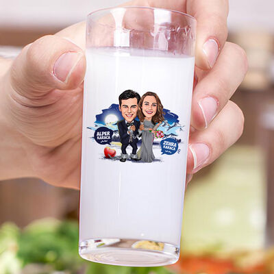 Her Zaman Seninle Karikatürlü İkili Rakı Bardağı Seti - 3