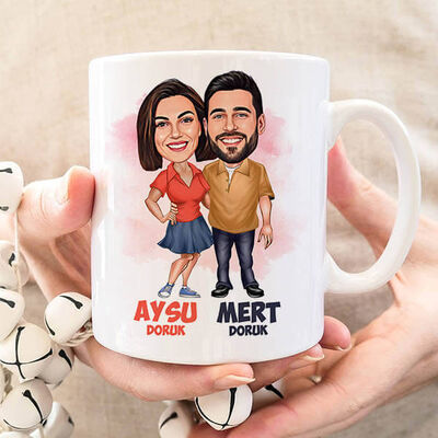 Her Zaman Yanındayım Sevgilim Karikatürlü Bardak - 1