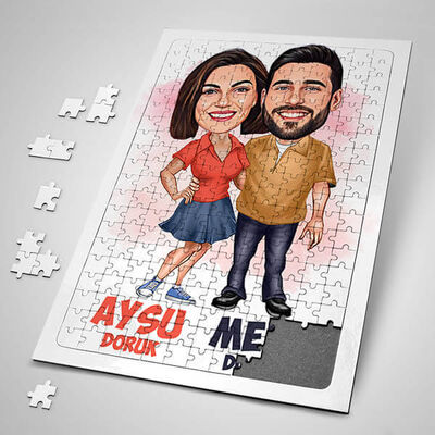 Her Zaman Yanındayım Sevgilim Karikatürlü Puzzle - 1