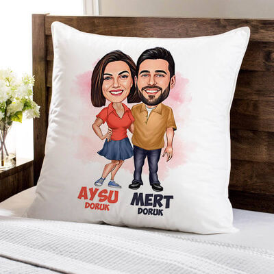 Her Zaman Yanındayım Sevgilim Karikatürlü Yastık - 1