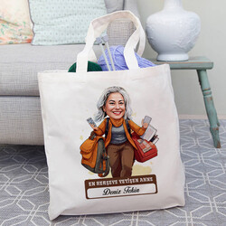 Herşeye Yetişen Anne Karikatürlü Bez Çanta - 2