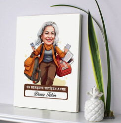 Herşeye Yetişen Anne Karikatürlü Kanvas Tablo - 2