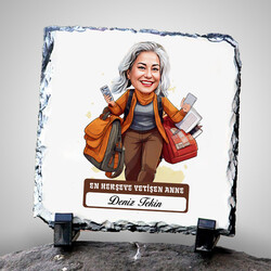 Herşeye Yetişen Anne Karikatürlü Taş Baskı