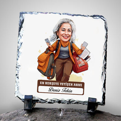 Herşeye Yetişen Anne Karikatürlü Taş Baskı - 1