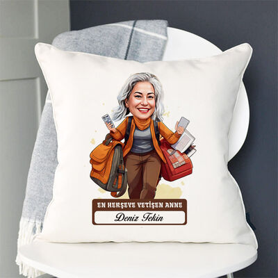 Herşeye Yetişen Anne Karikatürlü Yastık - 2