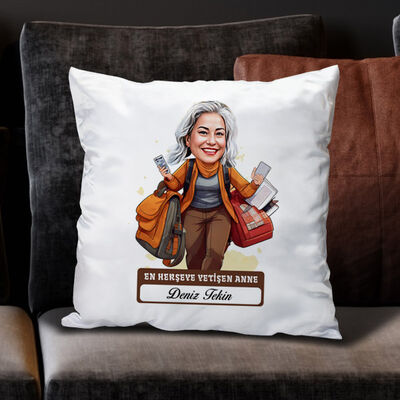 Herşeye Yetişen Anne Karikatürlü Yastık - 1
