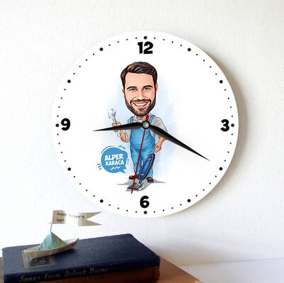 Hünerli Erkek Karikatürlü Duvar Saati - 1
