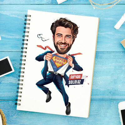 İçinden Süper Kahraman Çıkan Erkek Karikatürlü Defter - 1