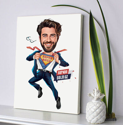 İçinden Süper Kahraman Çıkan Erkek Karikatürlü Kanvas - 1