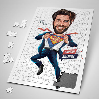 İçinden Süper Kahraman Çıkan Erkek Karikatürlü Puzzle - 1