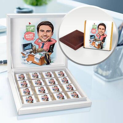 İktisatçı Erkek Karikatürlü Çikolata Kutusu - 1